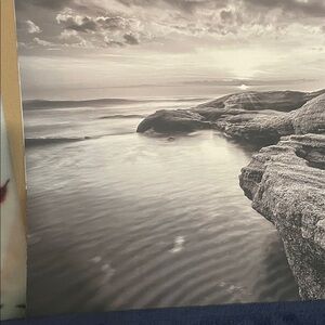 Black and White Ocean Landscape Art Print